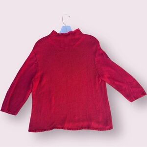 1990S RED ORVIS MOCK NECK SWEATER, SZ L